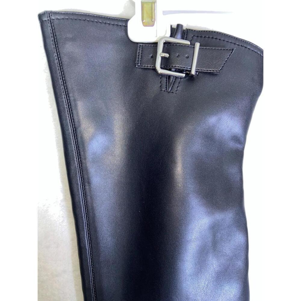 GB Knee High Boots Zip Buckle Biker 8 M 202308XX Black Combat - Picture 9 of 13